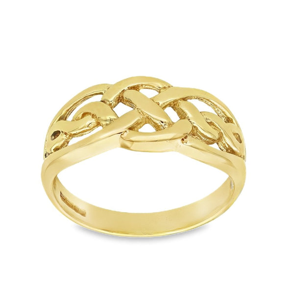 9ct Yellow Gold Open Celtic Band - Size P - 9mm