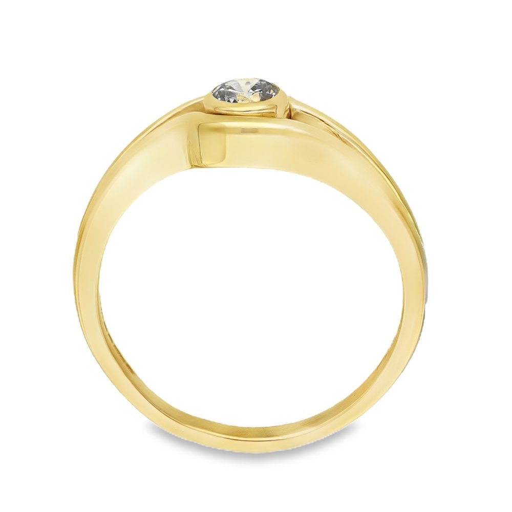 9ct Yellow Gold Cubic Zirconia Split Twist Ring - Size N - 8mm