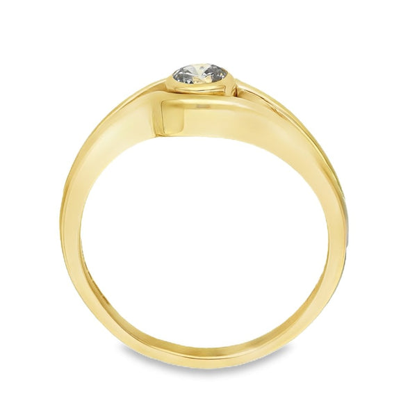 9ct Yellow Gold Cubic Zirconia Split Twist Ring - Size N - 8mm