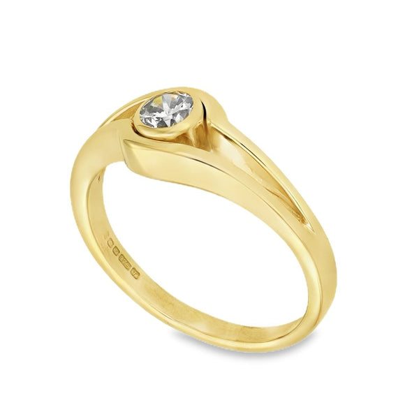 9ct Yellow Gold Cubic Zirconia Split Twist Ring - Size N - 8mm