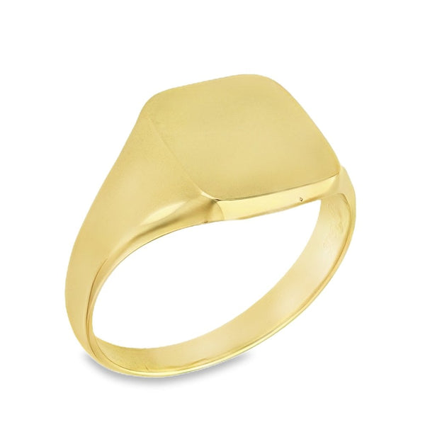 9ct Yellow Gold Plain Square Signet Ring - Size R - 12mm