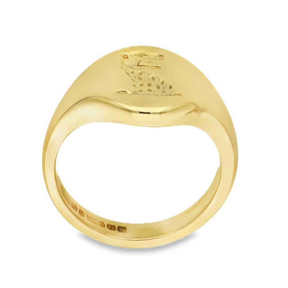 9ct Yellow Gold Leopard Press Signet Ring - Size P½ - 16mm