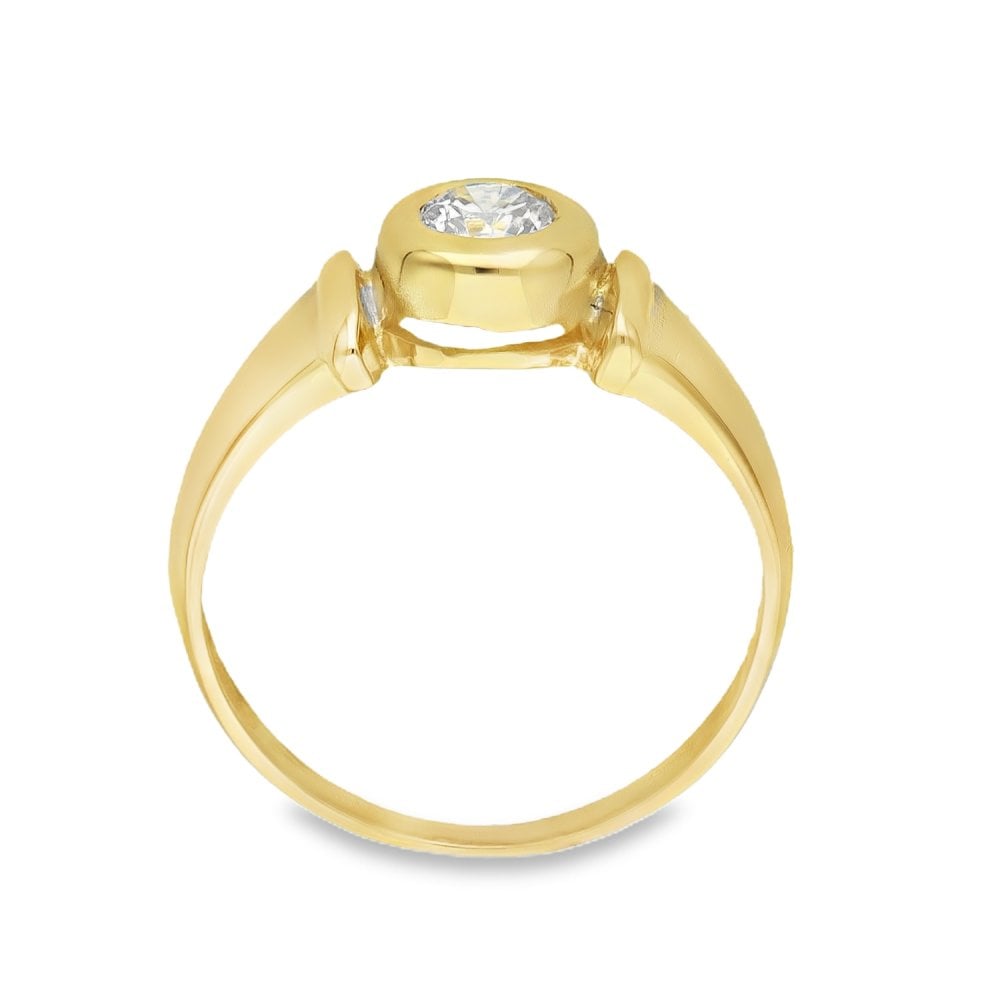 9ct Yellow Gold Cubic Zirconia Solitaire Ring - Size M½ - 7mm