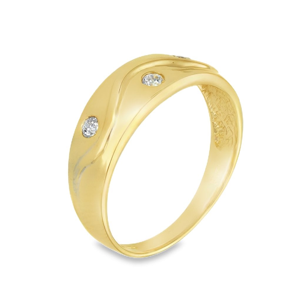 9ct Yellow Gold Cubic Zirconia Wave Ring - Size S½ - 7mm