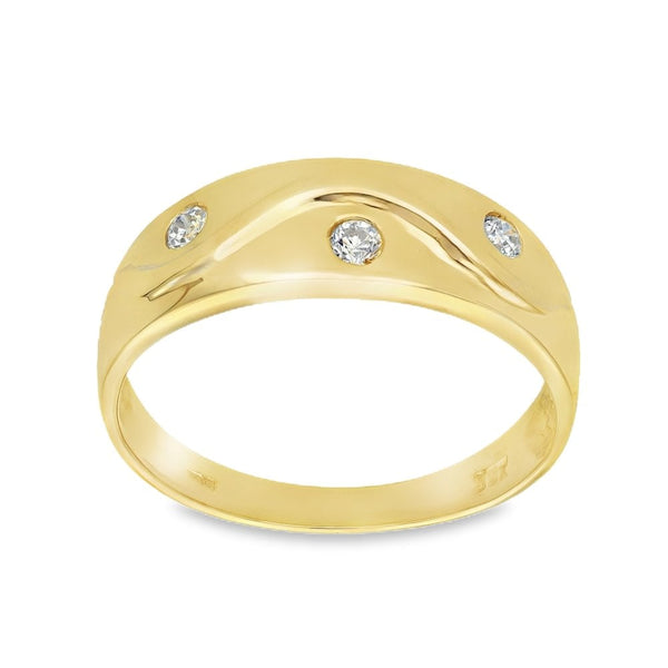 9ct Yellow Gold Cubic Zirconia Wave Ring - Size S½ - 7mm