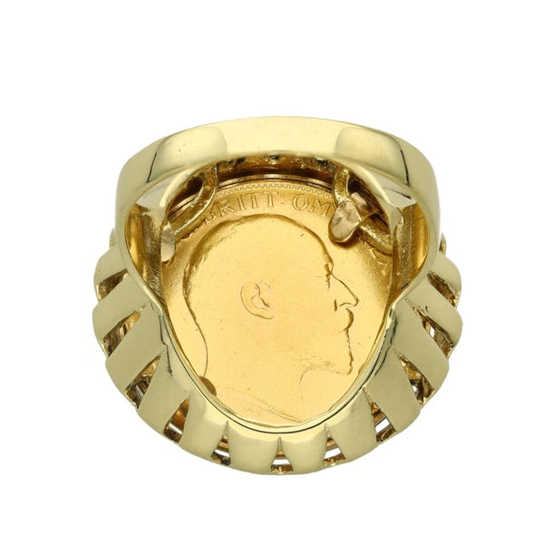1907 Yellow Gold Half Sovereign Coin Ring - Size Q½