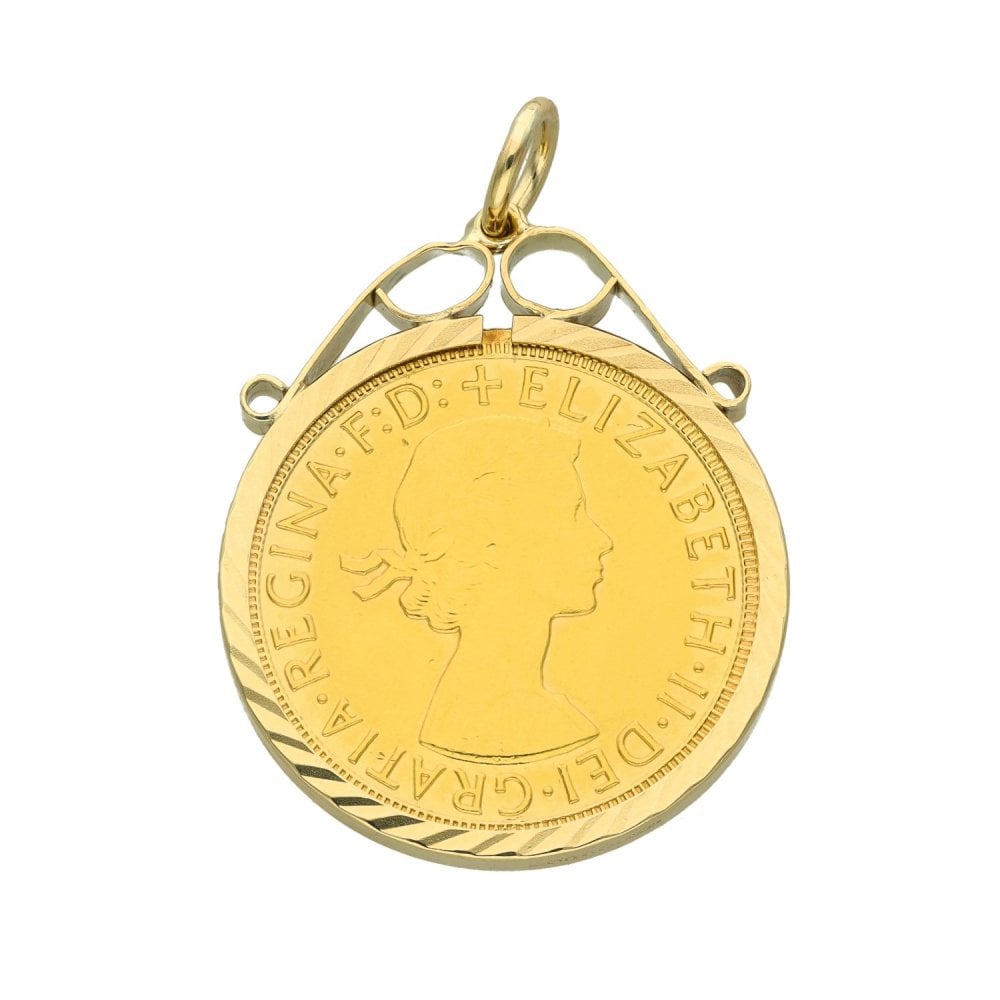 1966 Yellow Gold Full Sovereign Coin Pendant - 23x28x2.5mm -9.6g