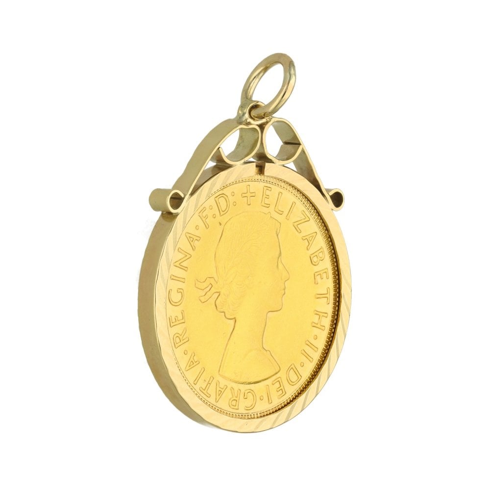 1966 Yellow Gold Full Sovereign Coin Pendant - 23x28x2.5mm -9.6g