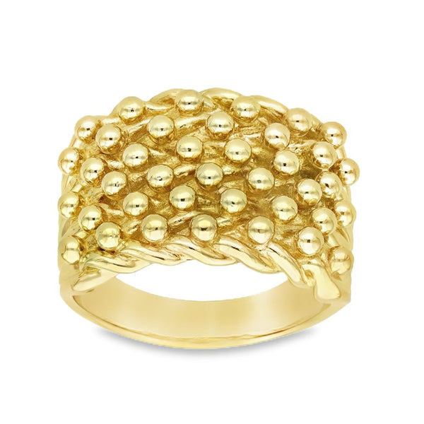 9ct Yellow Gold Shot Ring - Size X - 19mm