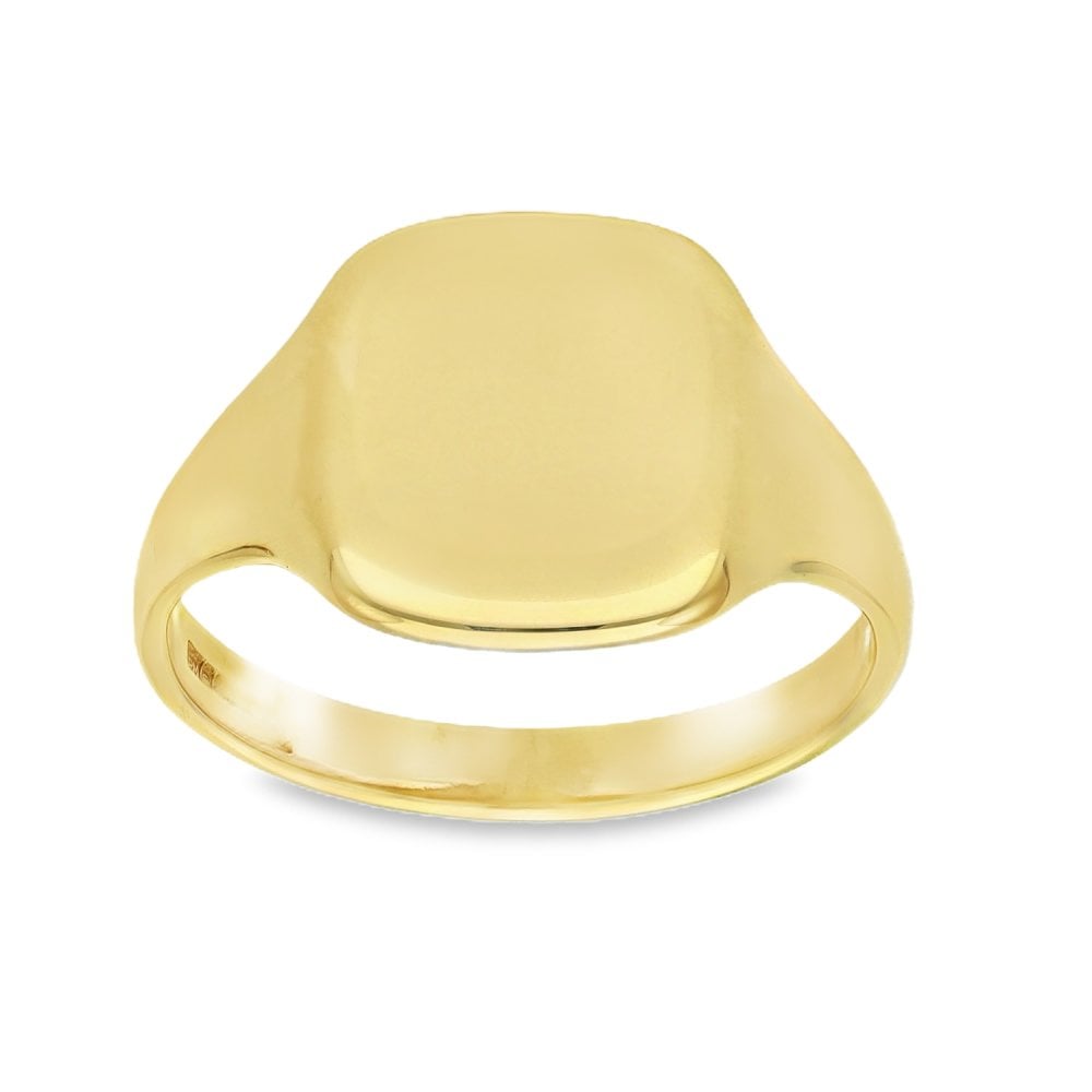 9ct Yellow Gold Plain Square Signet Ring - Size V - 14mm