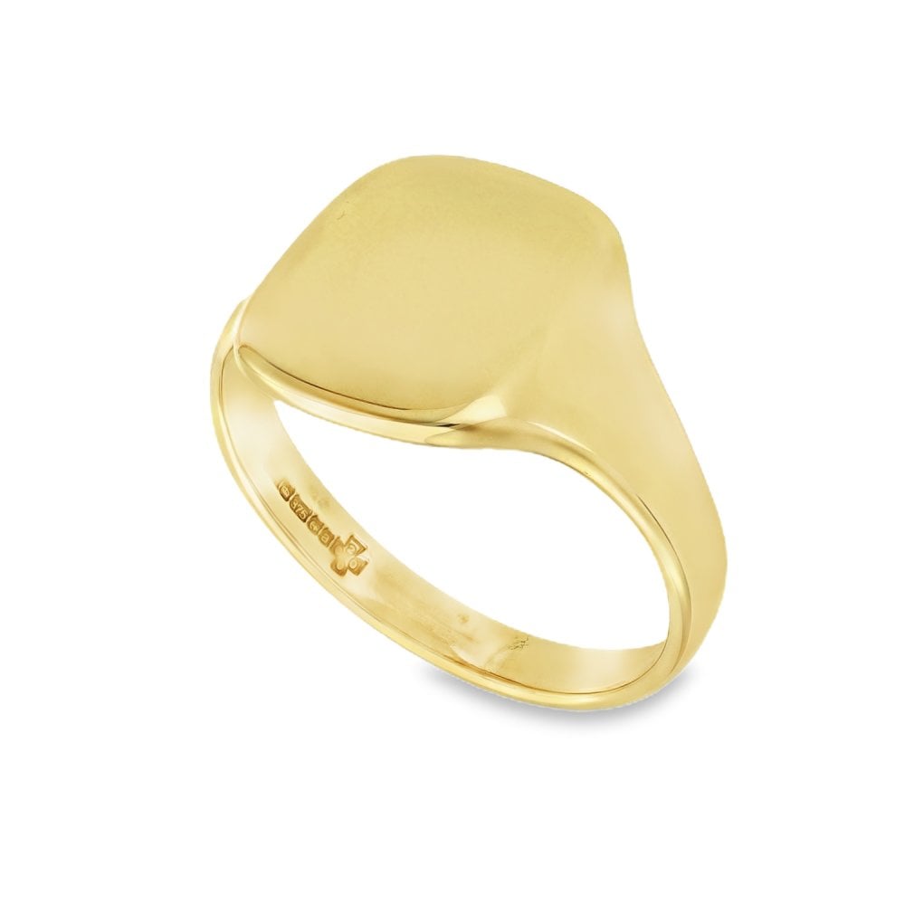 9ct Yellow Gold Plain Square Signet Ring - Size V - 14mm