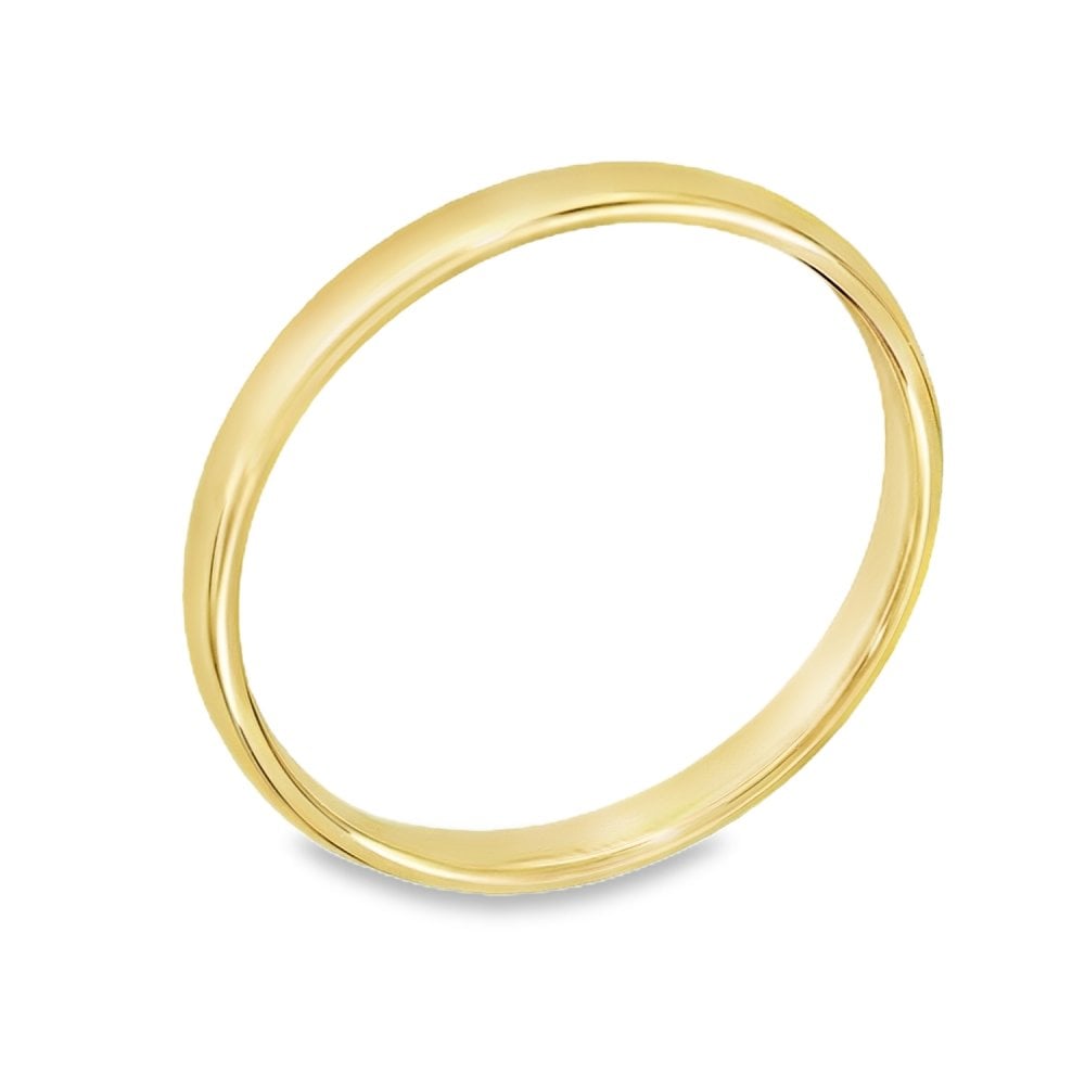 2mm 18ct Yellow Gold Light Weight Court Wedding Band - Size N