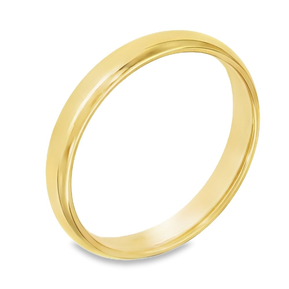 18ct Yellow Gold Plain Court Wedding Band - Size N - 3mm