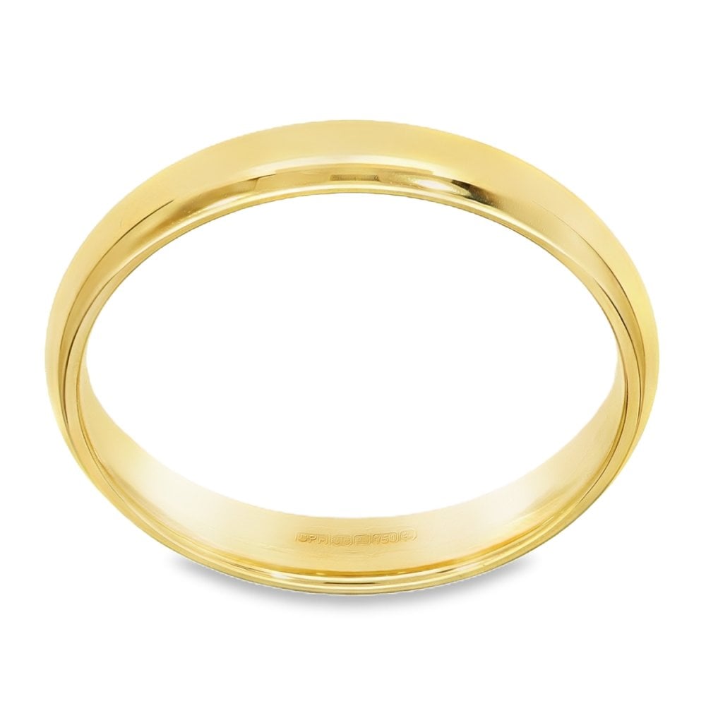 18ct Yellow Gold Plain Court Wedding Band - Size N - 3mm
