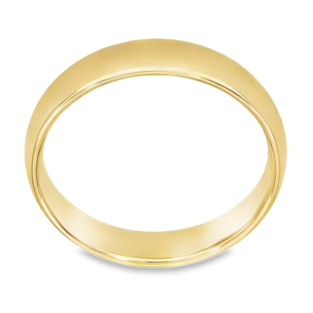 4mm 18ct Yellow Gold Light Weight Court Wedding Band - Size N