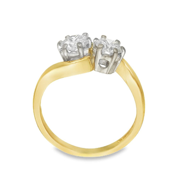 18ct Yellow Gold Two-Stone Diamond Twist Ring - 0.82ct