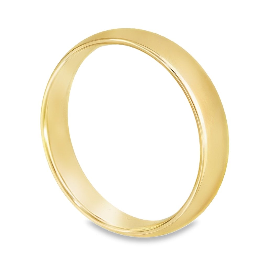 5mm 18ct Yellow Gold Light Weight Court Wedding Band - Size N