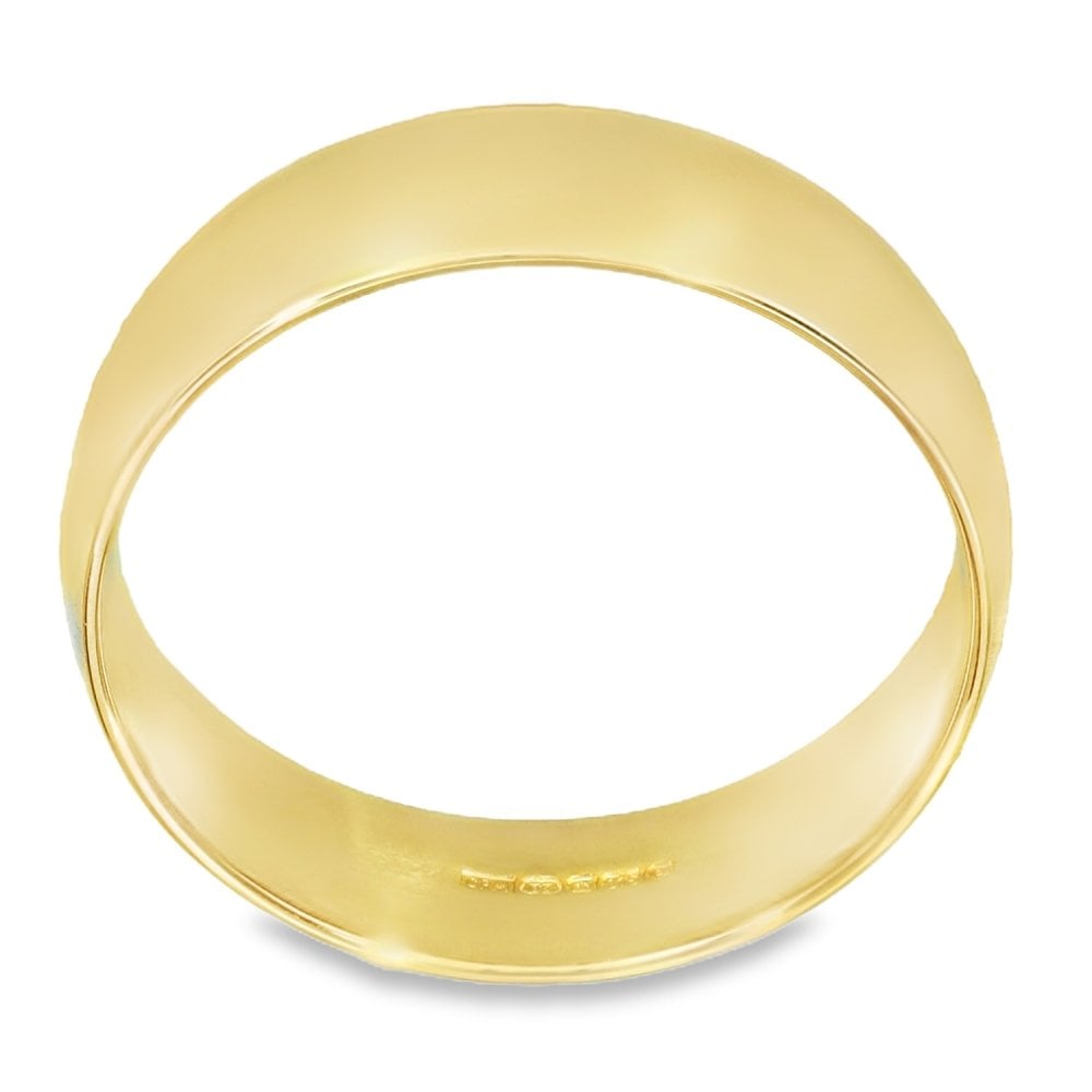 6mm 18ct Yellow Gold Light Weight Court Wedding Band - Size T