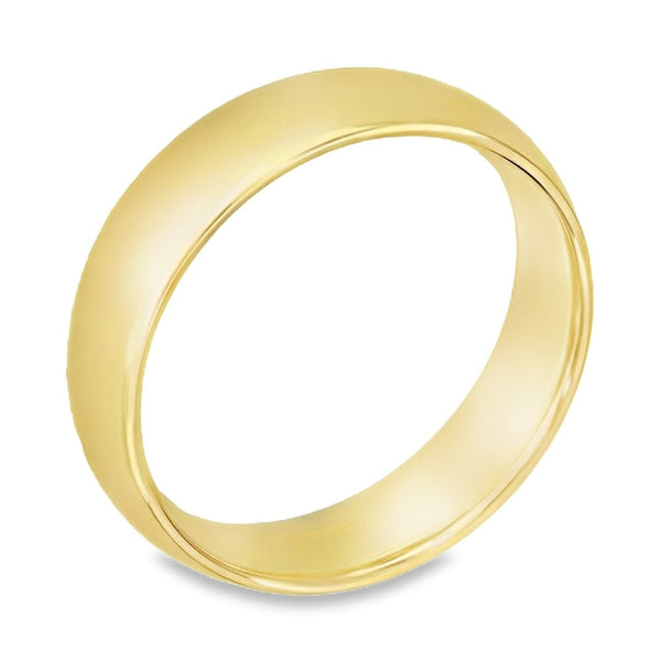 6mm 18ct Yellow Gold Medium Weight Court Wedding Band - Size T