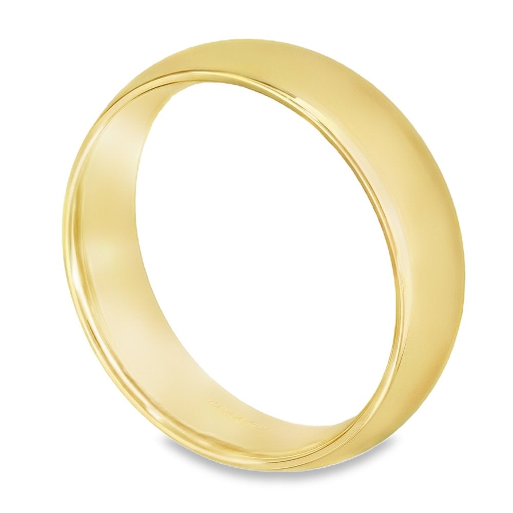 6mm 18ct Yellow Gold Medium Weight Court Wedding Band - Size T