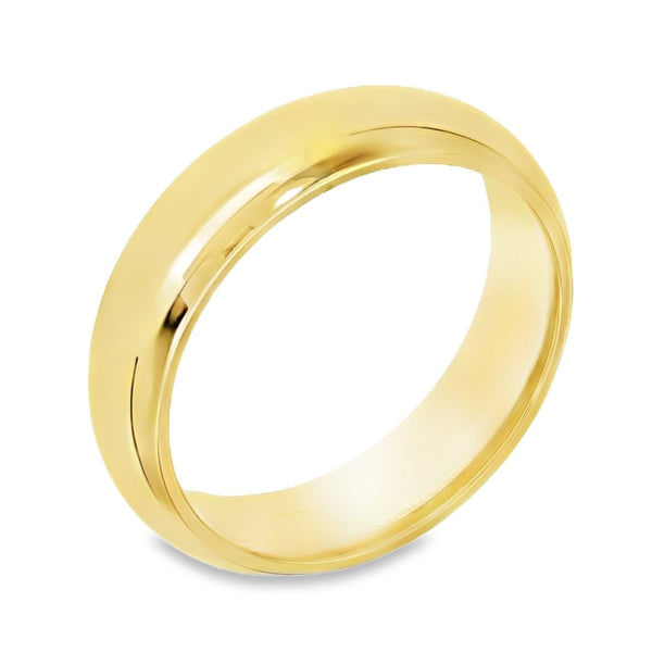 6mm 18ct Yellow Gold Heavy Weight Court Wedding Band - Size T