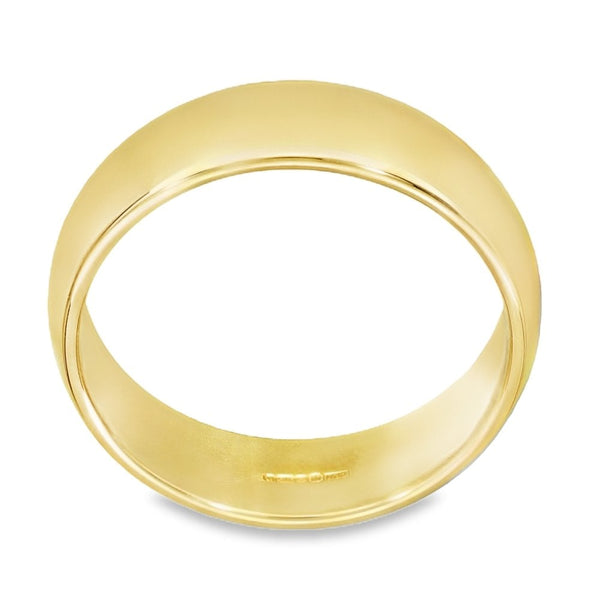 6mm 18ct Yellow Gold Medium Weight D-Shape Wedding Band - Size T