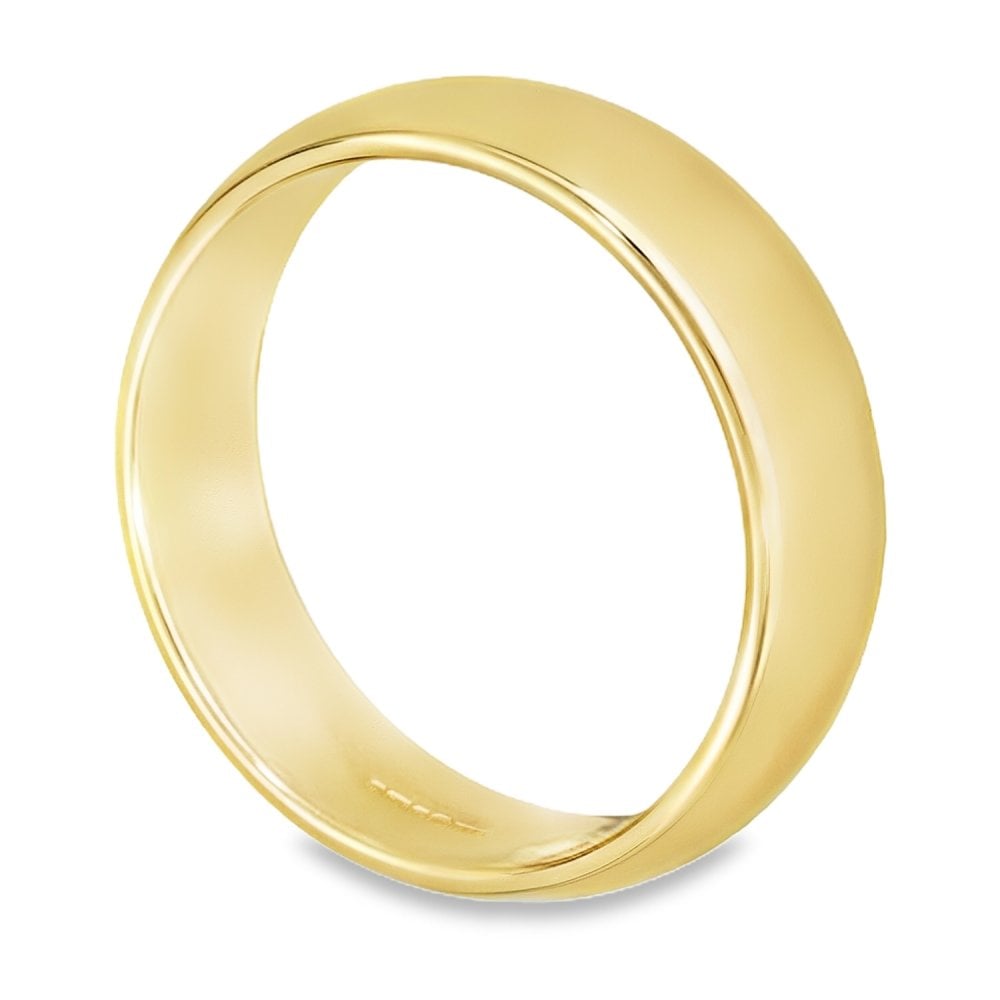 6mm 18ct Yellow Gold Medium Weight D-Shape Wedding Band - Size T