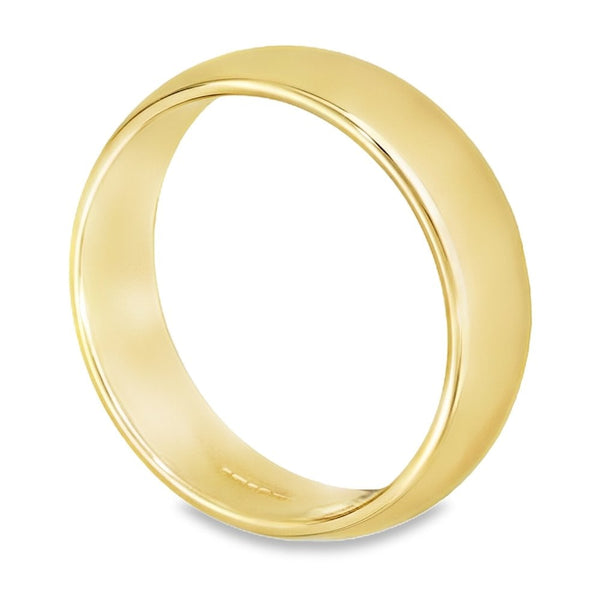 6mm 18ct Yellow Gold Medium Weight D-Shape Wedding Band - Size T