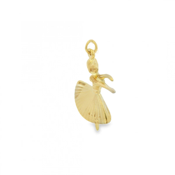 9ct Yellow Gold Hollow Ballerina Charm - 22x25x8mm - 1.2g