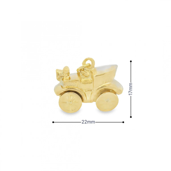 9ct Yellow Gold Hollow Old Car Charm - 9x17x22mm - 3.0g