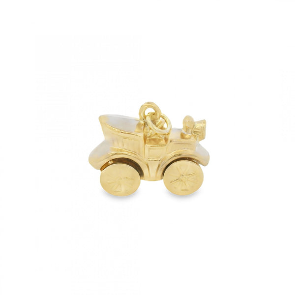 9ct Yellow Gold Hollow Old Car Charm - 9x17x22mm - 3.0g