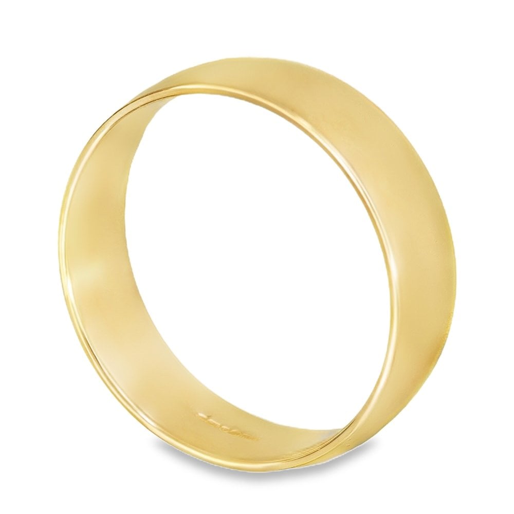 6mm 18ct Yellow Gold Blended Court Wedding Ring - Size T