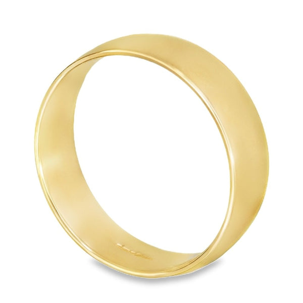 6mm 18ct Yellow Gold Blended Court Wedding Ring - Size T