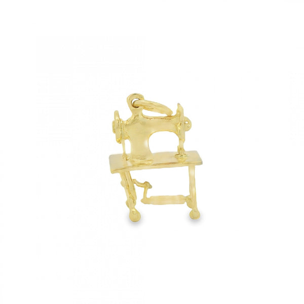 9ct Yellow Gold Sewing Machine Charm - 13x18x6mm - 1.6g