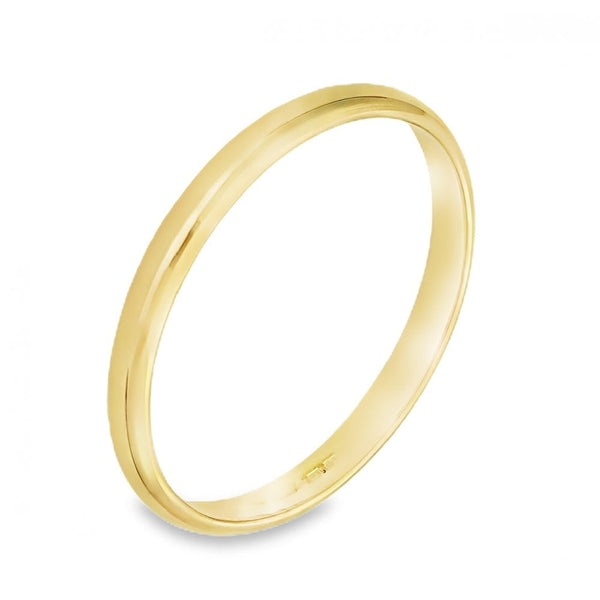 2mm 18ct Yellow Gold D-Shape Light Weight Wedding Band - Size N