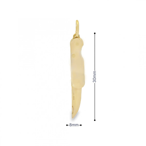 9ct Yellow Gold Penknife Pendant - 8x30x2.5mm - 4.6g