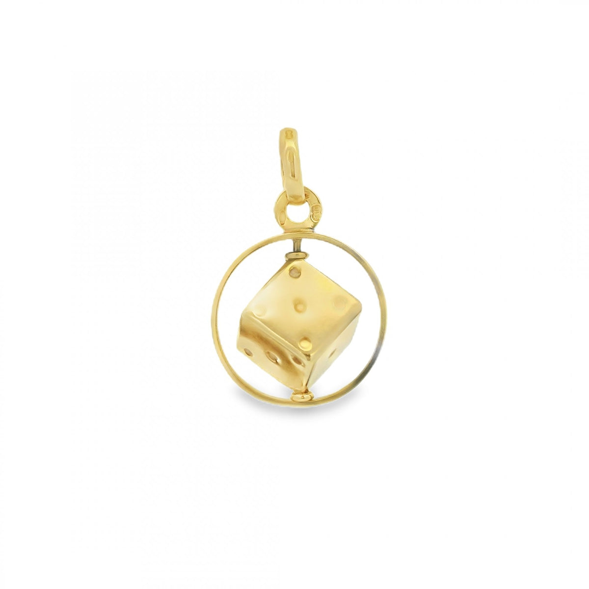 9ct Yellow Gold Spinning Dice Charm - 16x20x11mm - 2.2g