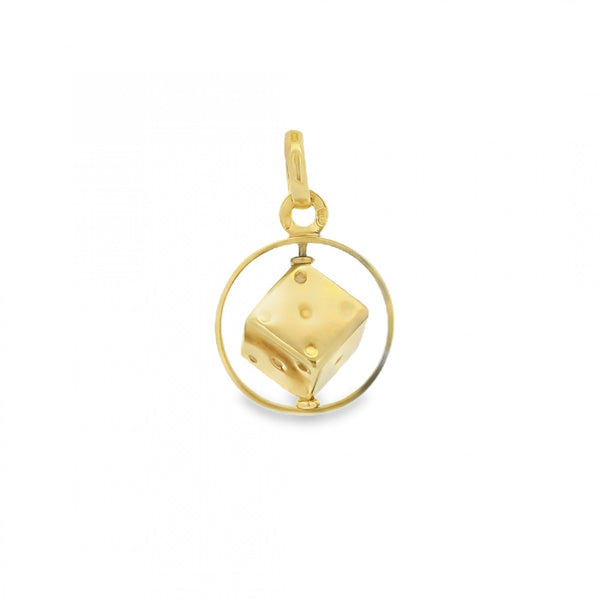 9ct Yellow Gold Spinning Dice Charm - 16x20x11mm - 2.2g