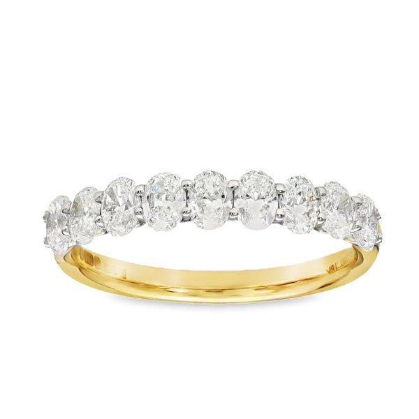 18ct Yellow Gold Oval Diamond Eternity Ring - 1.10ct - Size L ½
