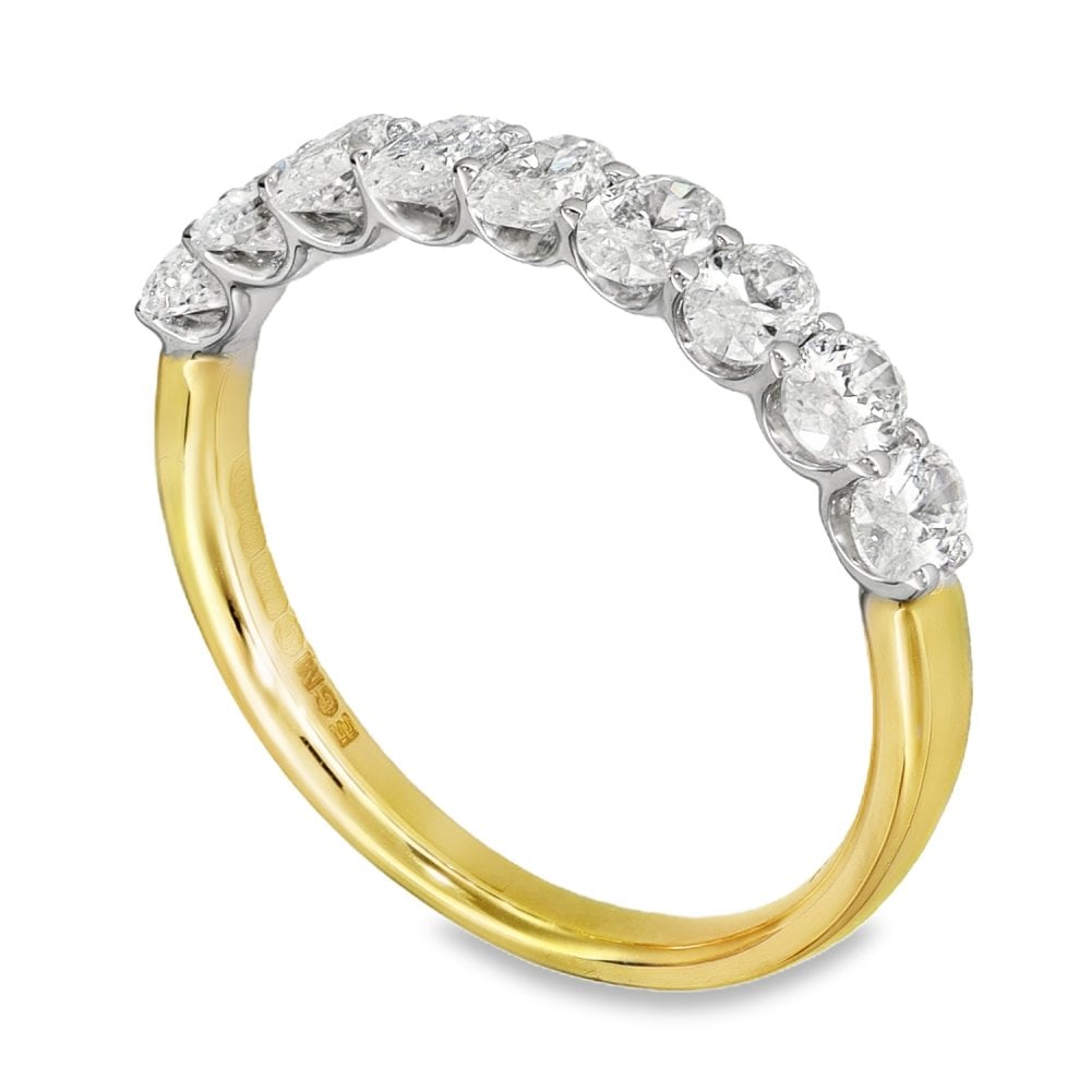 18ct Yellow Gold Oval Diamond Eternity Ring - 1.10ct - Size L ½