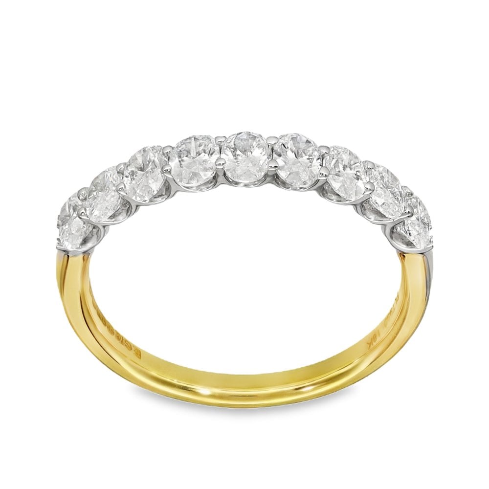 18ct Yellow Gold Oval Diamond Eternity Ring - 1.10ct - Size L ½