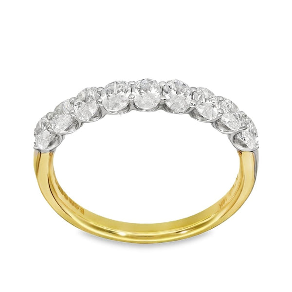 18ct Yellow Gold Oval Diamond Eternity Ring - 1.10ct - Size L ½