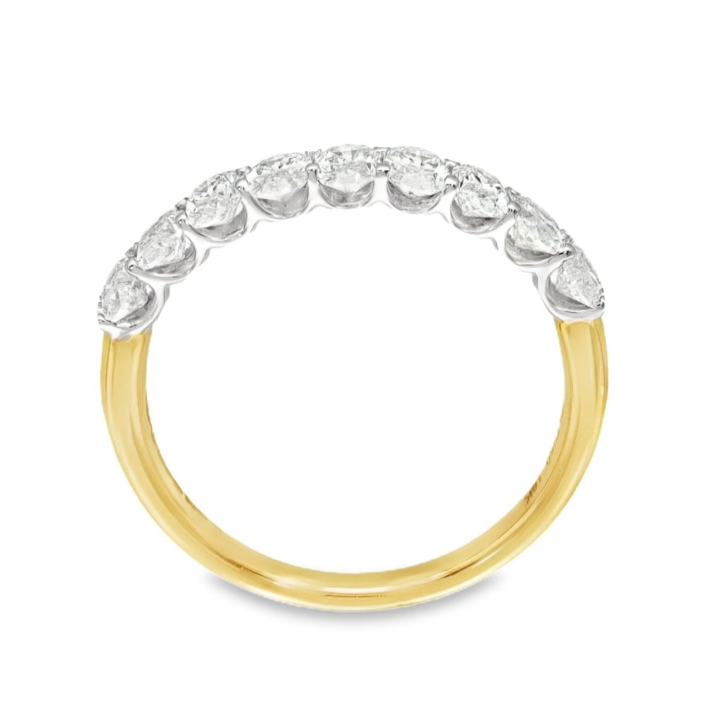 18ct Yellow Gold Oval Diamond Eternity Ring - 1.10ct - Size L ½