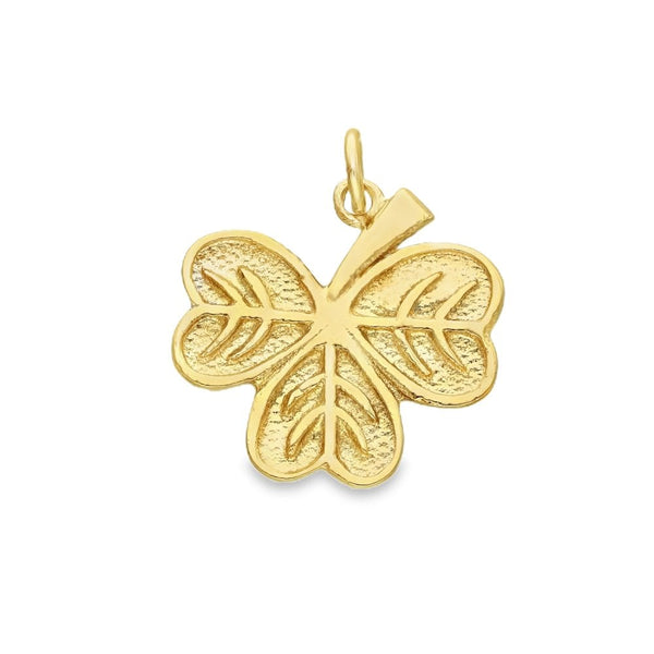 9ct Yellow Gold Three Leaf Clover Pendant - 19x19x1.5mm - 1.8g