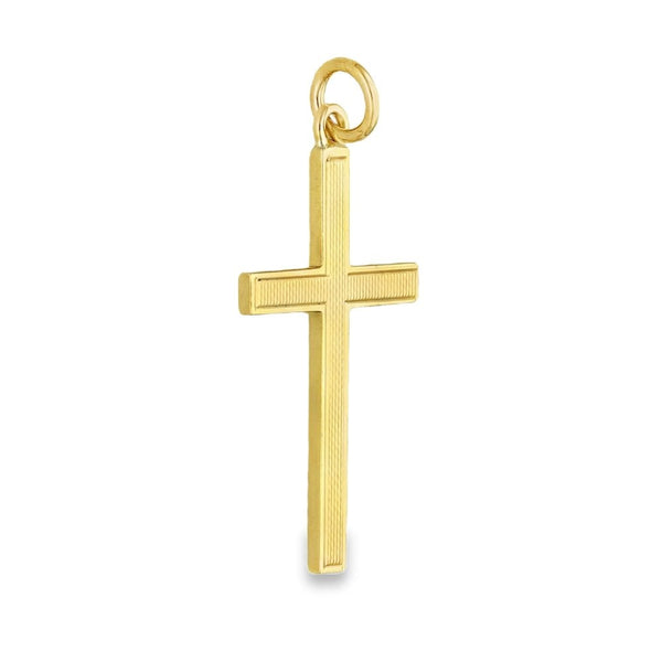 9ct Yellow Gold Patterned Cross Pendant - 16x27x1mm - 1.3g