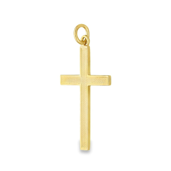 9ct Yellow Gold Patterned Cross Pendant - 16x27x1mm - 1.3g