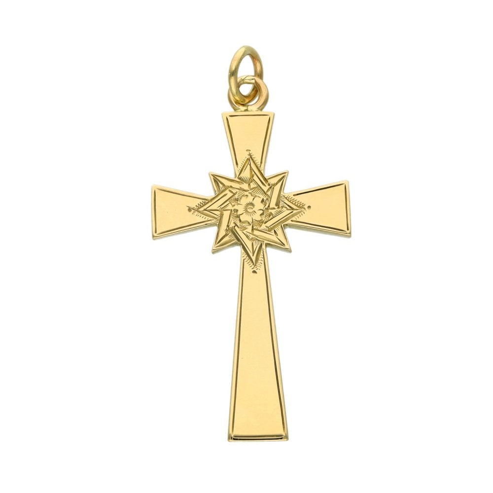 9ct Yellow Gold Celtic-Style Cross Pendant - 21x39x1.5mm - 4.0g