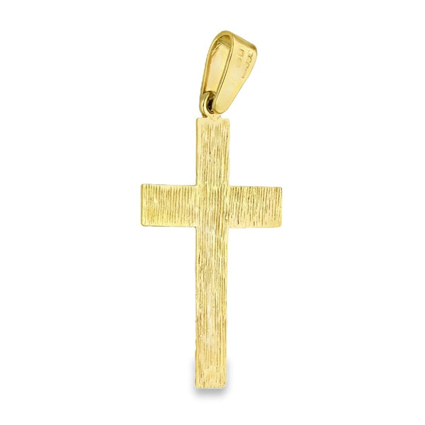9ct Yellow Gold Large Cubic Zirconia Cross Pendant - 27x45x2mm
