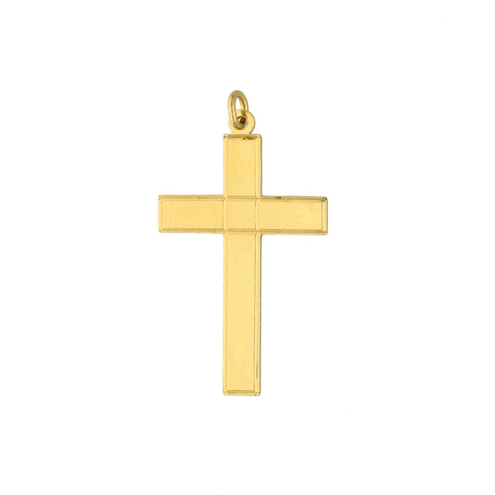 9ct Yellow Gold Flat Square Cross Pendant - 20x33x1mm - 2.0g
