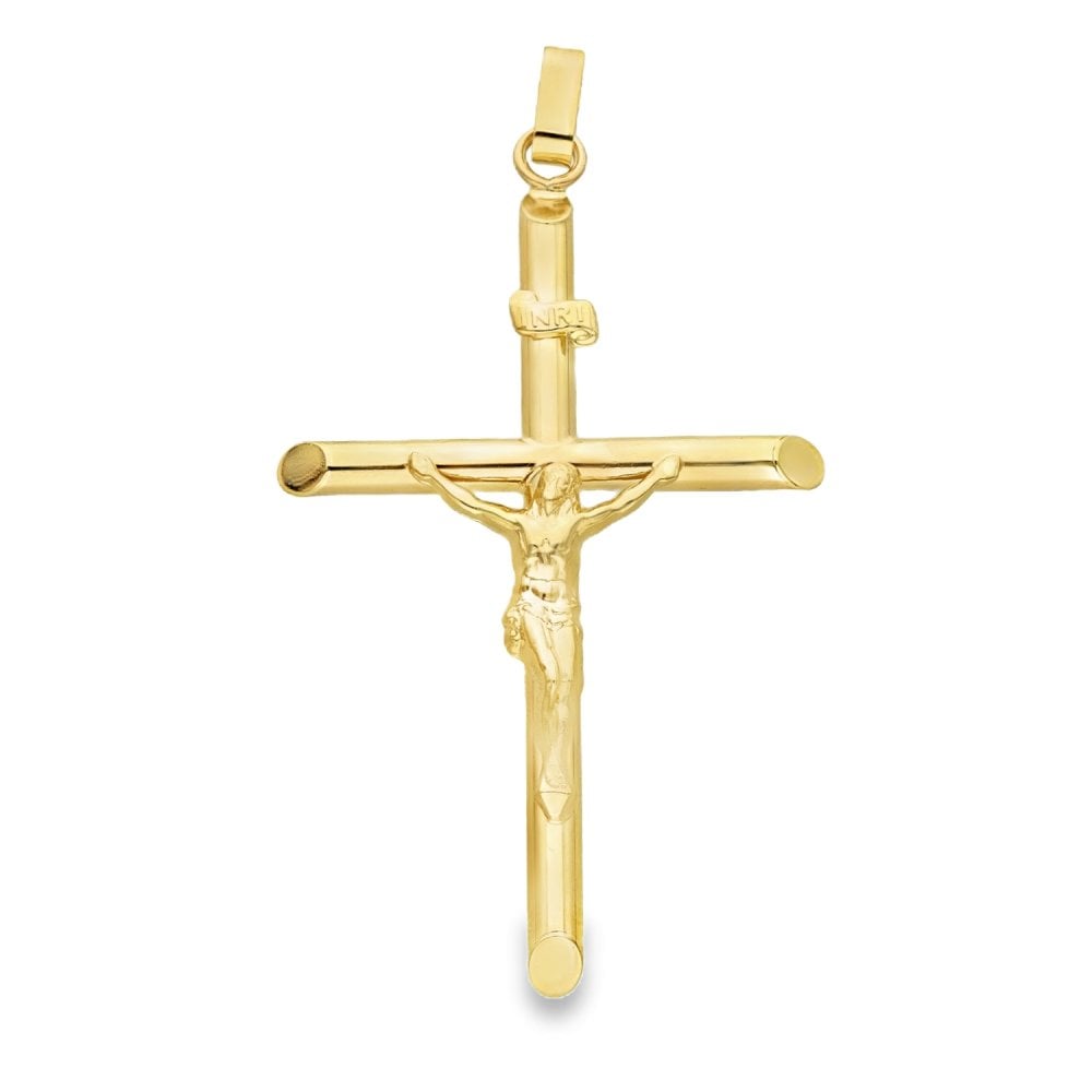 9ct Yellow Gold Large Crucifix Pendant - 39x64x6mm - 5.2g